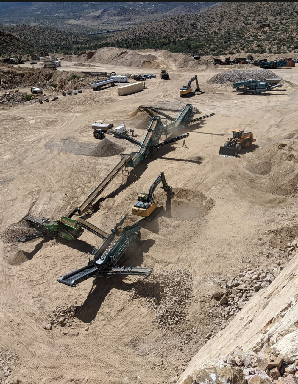 La Paz Solar AB — aerial of Onyx crushing plant producing aggregate base and riprap